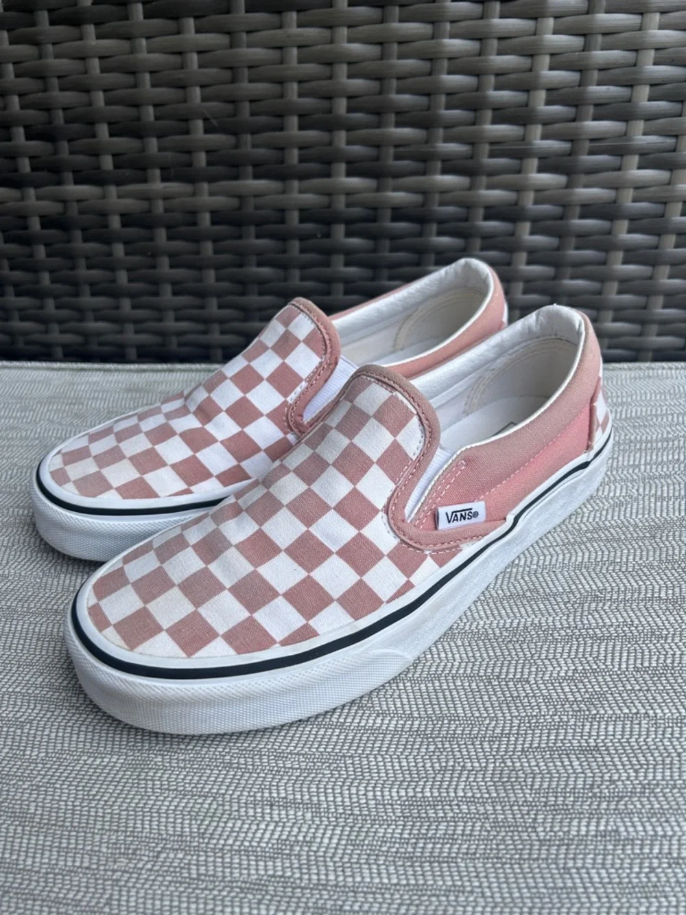 Vans Classic Slip-On mauve pink & white checkerboard unisex sneakers